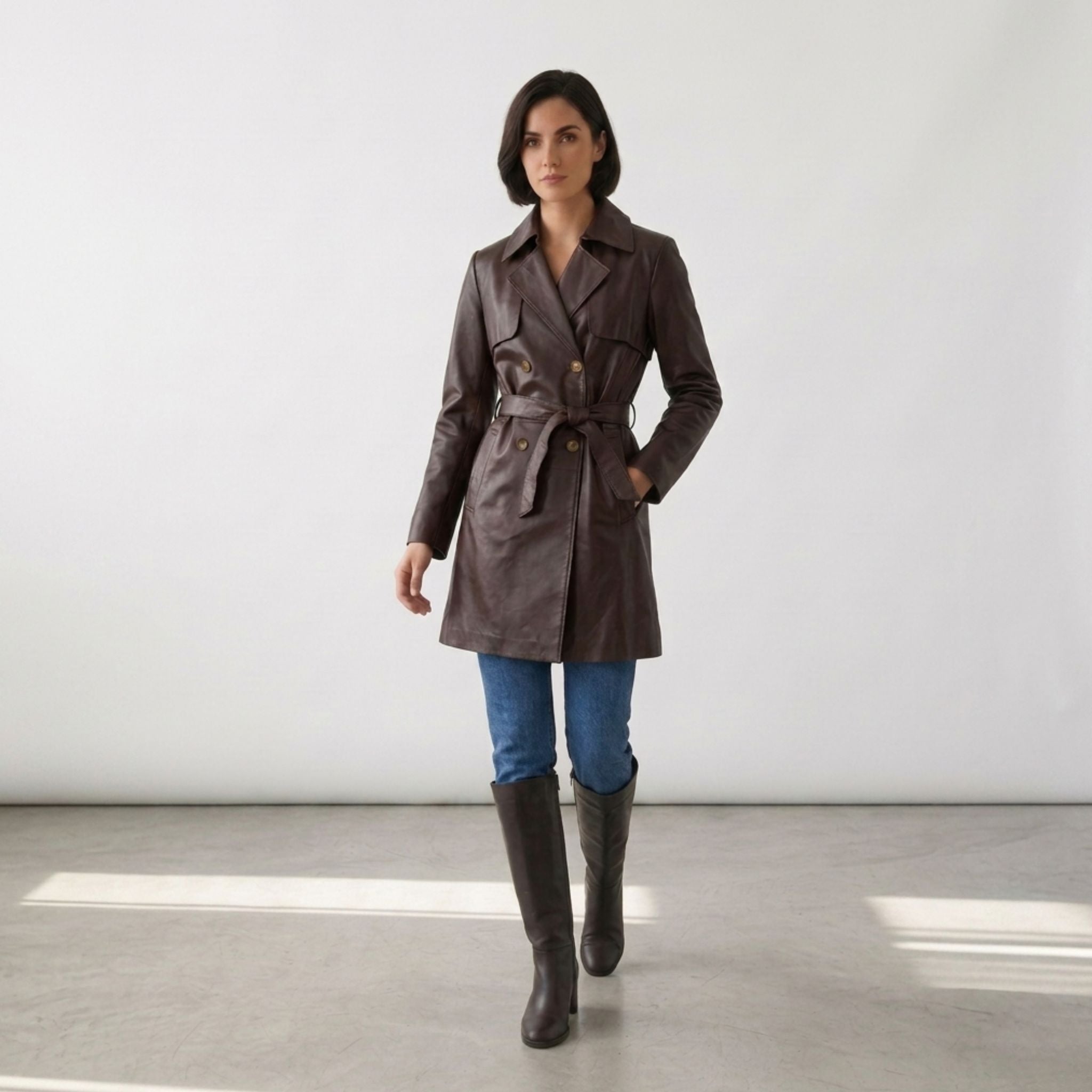 Sheepskin Leather Trench Coat - Art. 1033