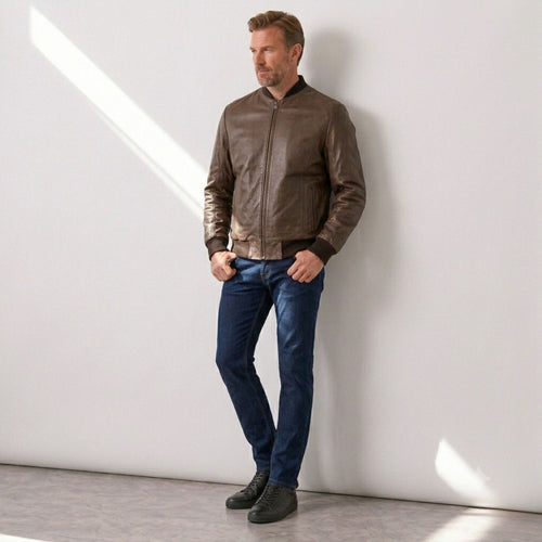 Campera Bomber de cuero vacuno - Art. 4312